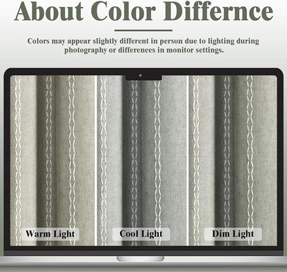 Sage Green Boho Blackout Curtains 96 Inch 2 Panels - Image 5