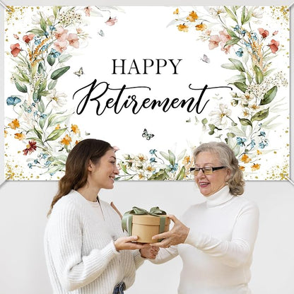 Avezano Happy Retirement Banner Wildflower Themed Happy Retirement Party - Image 7