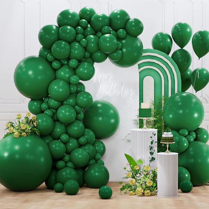 PartyWoo Dark Green Balloons 127pcs Emerald Hunter Forest Green Color | by PartyWoo