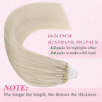 YoungSee Micro Link Hair Extensions Human Hair Blonde 20 Inch Microbead Hair Extensions Human Hair Platinum Blonde 50g Micro-Loop Hair Extension Blond 50s 50g for Daily Confidence Boost
