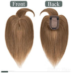 SEGO Hair Toppers for Women Real Human Hair for Thinning Hair, Clip In Topper with Front Bangs, Straight, 150% Density, Silk Base, 8 Inches,#6 Light Brown