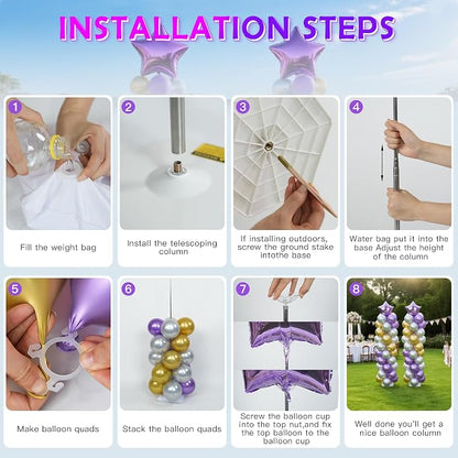 YALLOVE 4-Pack Adjustable Metal Balloon Column Stands - Image 7