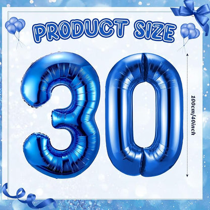 Gejoy 40 Inch Number 30 Balloons Jumbo 30 Foil Giant Number 30 Balloons - Image 2