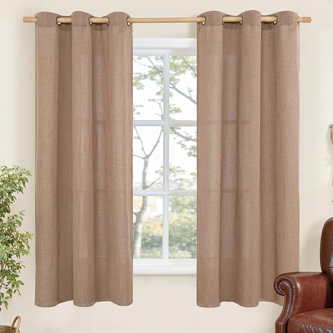 YoungsTex Mocha Brown Linen Curtains 63 Inch Length by YoungsTex