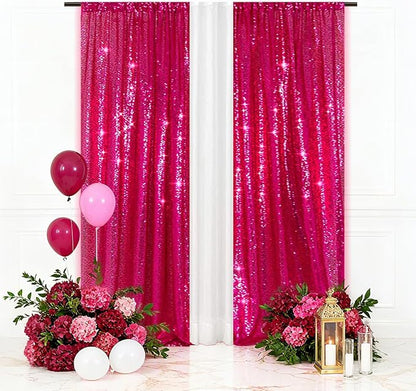 Eternal Beauty Hot Pink 3mm Sequin Backdrop 2x8 Ft 2 Pack Wedding | Dense by EternalBeauty