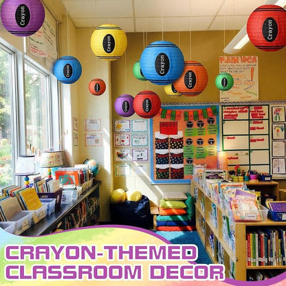 12 Pcs Back to School Classroom Crayon Paper Lanterns 10 Inch Crayon Classroom - Image 5