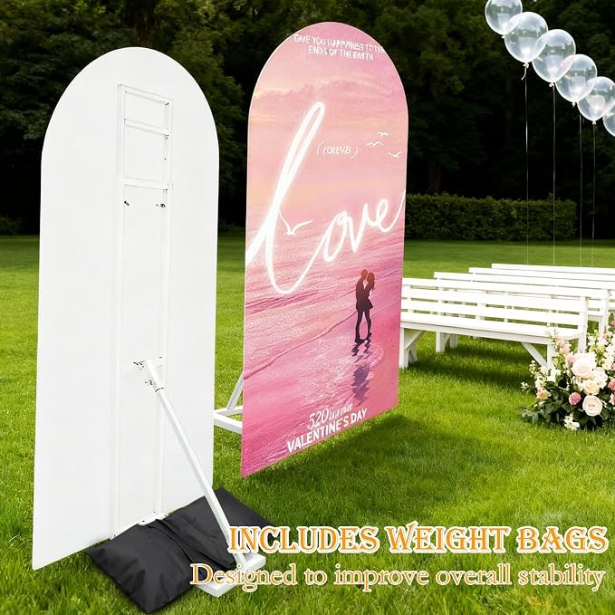 1 Pack White Wedding Backdrop Stand, Adjustable Metal Arch - Image 5