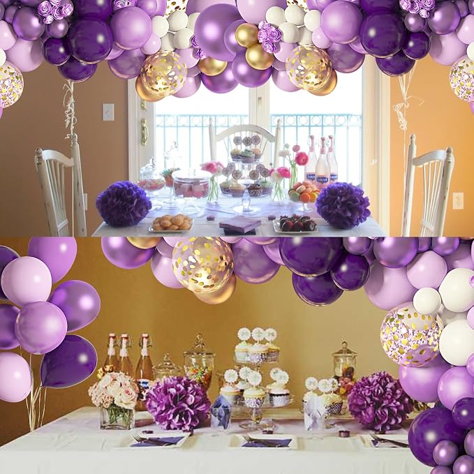 Amandir 150Pcs Purple Balloons Garland Arch Kit | Light Pastel Purple Gold - Image 6