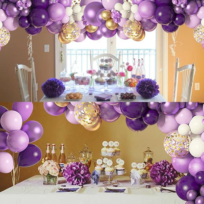 Amandir 150Pcs Purple Balloons Garland Arch Kit | Light Pastel Purple Gold - Image 6
