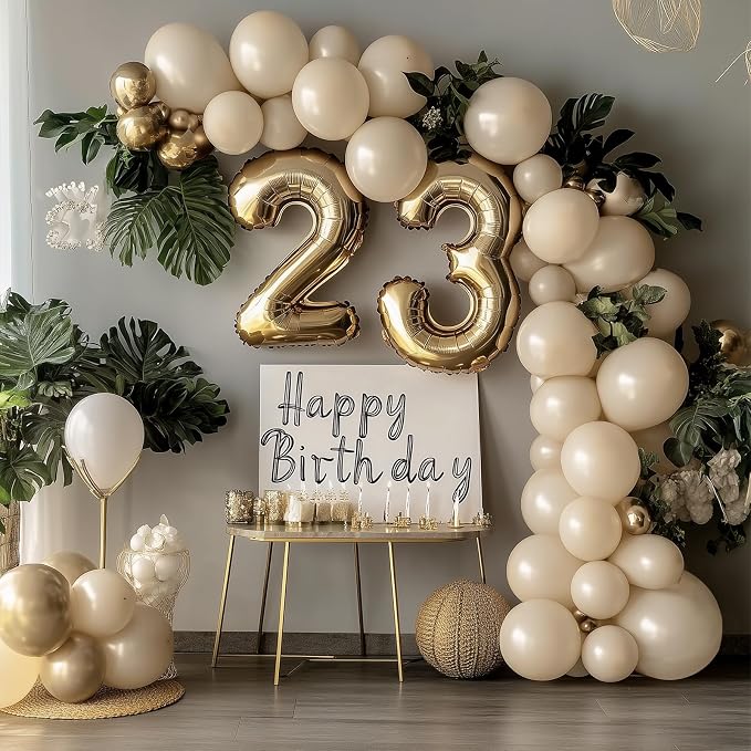 RUBFAC 135pcs Sand White Balloons Cream Beige Latex Balloon, Different Sizes 18 - Image 6