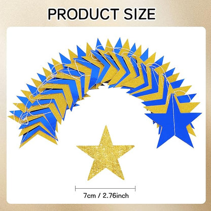 BEISHIDA Glitter Star Garland Banner Decor Blue Gold Hanging Decorations - Image 3