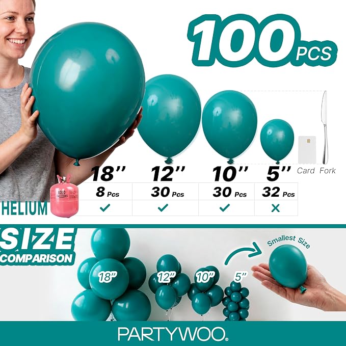 PartyWoo Slate Blue Balloons 100pcs Dusty Blue Boho Color 5 Inch | 18 12 10 5 - Image 6