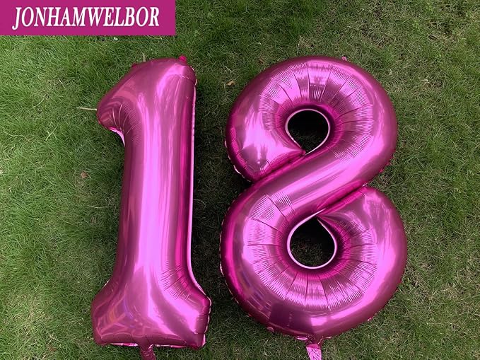 Jonhamwelbor Sweet 18 Balloons Hot Pink, Number 40 Inch 18 Pink Big Giant Jumbo - Image 4
