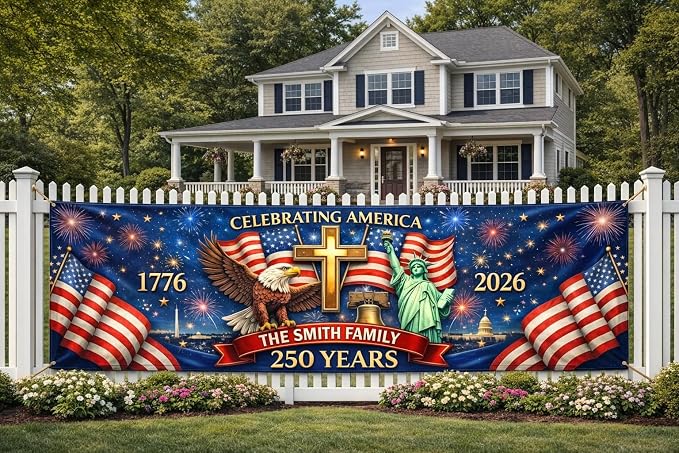 Personalized 250 Years of Freedom USA Banner 1776-2026, Patriotic American - Image 7