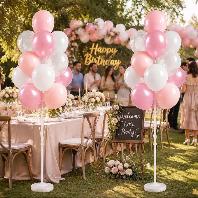 Clear Pastel Pearl Pink Balloon Column Kit - Image 6