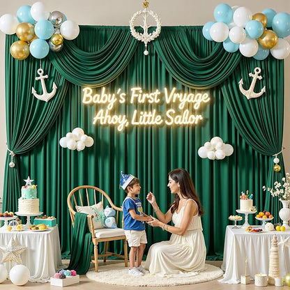 30 ft x 10 ft Wrinkle Free Hunter Green Backdrop Curtain - Image 5