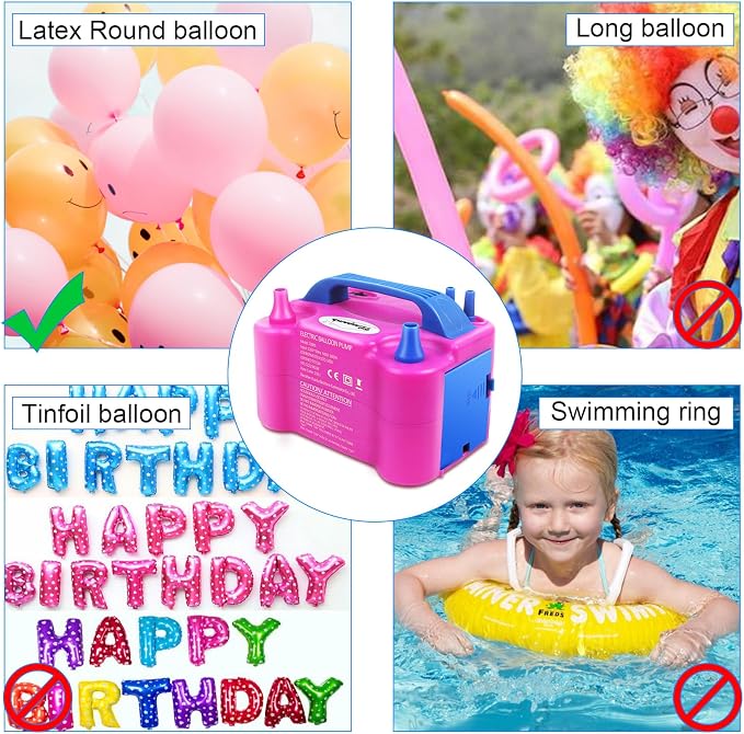 Balloon Pump, Electric Balloon Pump, Portable Dual Nozzles Electric Balloon Air - Image 6