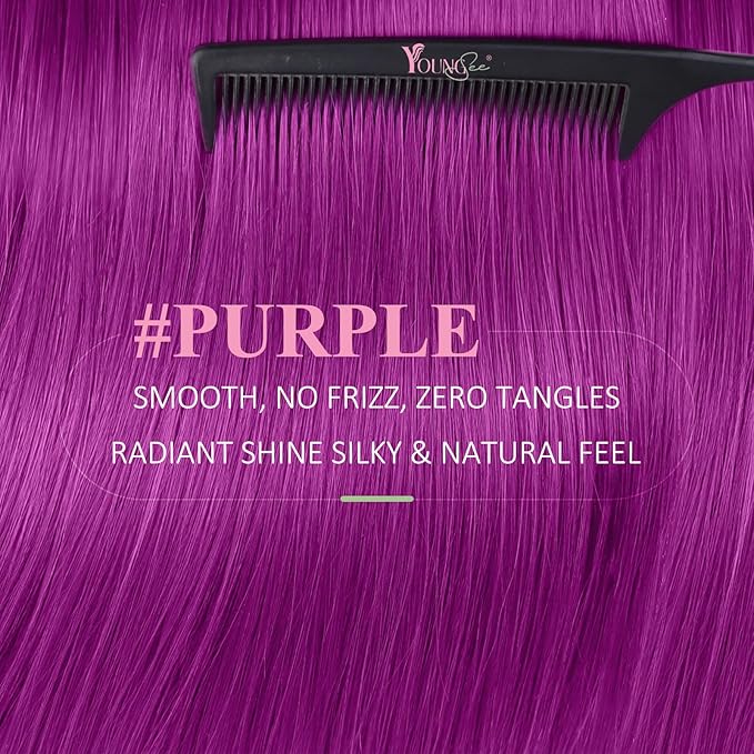 YoungSee Purple Tape in Human Hair Extensions 24 Inch Tape in Extensions Purple 10pcs Invisible Tapes in Hair-Extension Colorful 25g Diy Hair-Extension