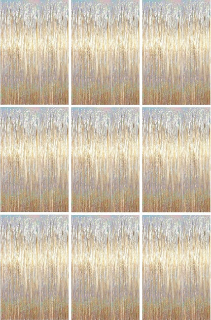 Voircoloria Champagne Foil Fringe Backdrop Curtains, Birthday Party Decorations by Voircoloria