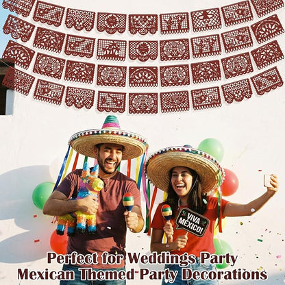 Boao 4 Packs 60 ft Mexican Party Decorations Fiesta Banner Plastic Papel Picado - Image 7
