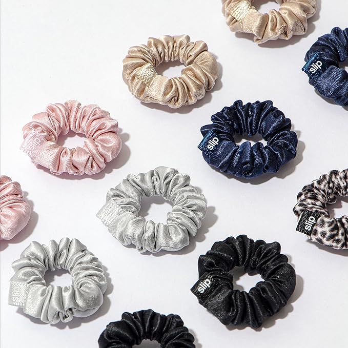 slip Minnie Scrunchies Classic | Pure Silk Scrunchies Set | 100% Mulberry Silk, Anti-Crease, Gentle on Hair, Reduces Breakage | Set of 6 Classic Colors | Stylish, Durable, Ideal for All Hair Types