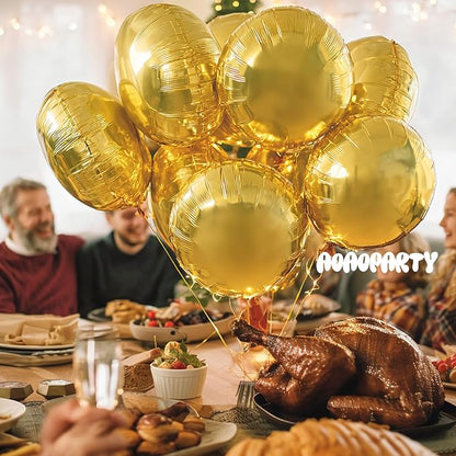 25Pcs Gold Round Shaped Foil Balloons 18 Inch Mylar Balloon | Helium - Image 5