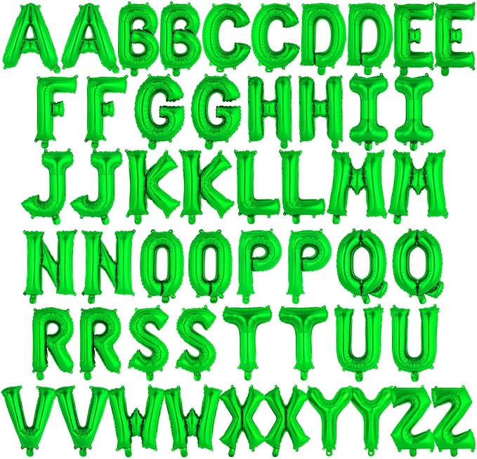 52 Pcs Green Letter Balloons, 16 Inch Foil Alphabet Letter Balloons, Letter A-Z by YOTHORN