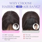 Hairro Clip On Bangs Human Hair Bangs Hair Clip In Bangs 3D 360°Cover Topper With Bangs Wispy Air Bangs Hair Pieces Fake Bangs For Women 8 Inches 10g #1B Natural Black