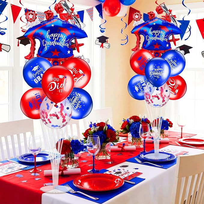 Jenaai Red and Blue 27 Pcs 2026 Graduation Balloon Centerpiece - Image 6