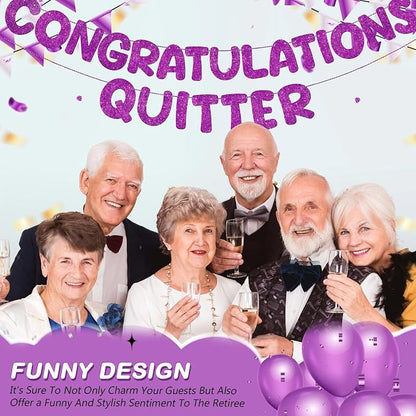 Fulmoon Pre Strung Congratulations Quitter Glitter Banner Funny Retirement - Image 5