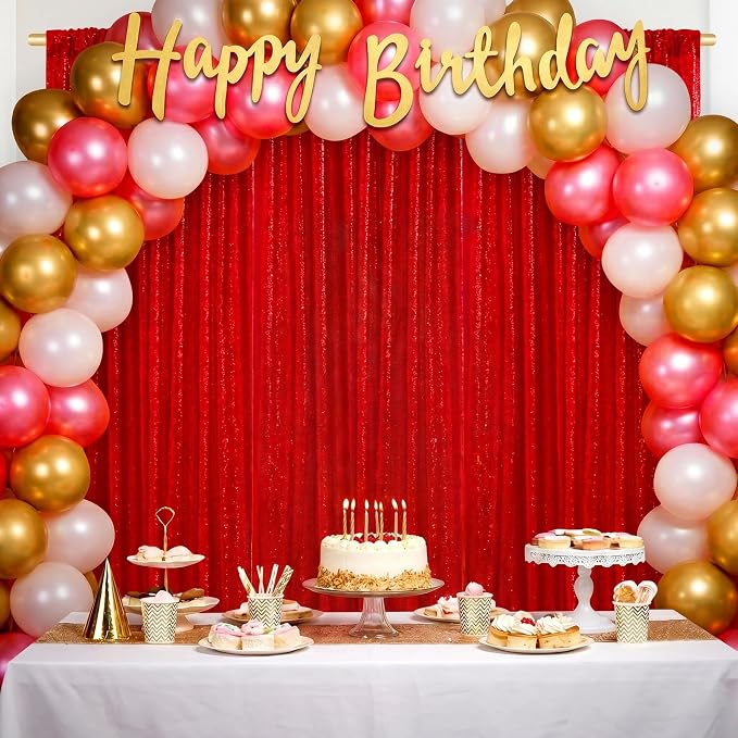 Red Sequin Backdrop Curtains-1 Panel 3FTx8FT Red Backdrop - Image 6