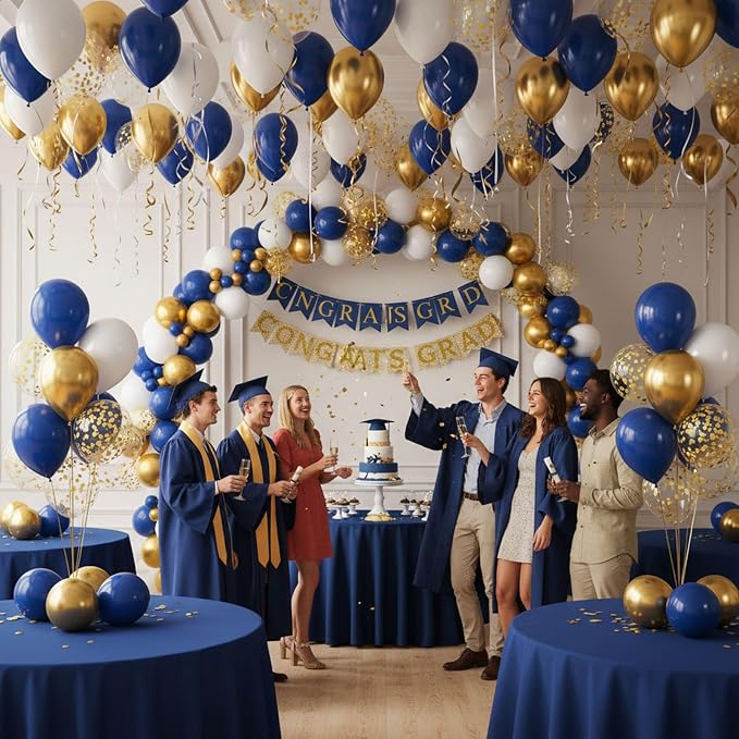 LovesTown Navy Blue Gold and White Balloons - Image 2