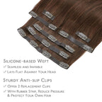 WENNALIFE Seamless Clip In Hair Extensions, 18 Inch 130g 7pcs Chocolate Brown Hair Extensions Clip in Human Hair Invisible PU Skin Weft Natural Remy Human Hair Extensions