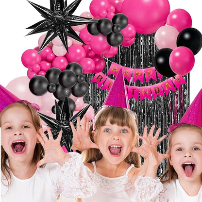 Pink Balloon Garland Arch Kit | Hot Pink Black Rose Red Balloon Garland - Image 5