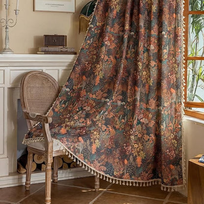 Floral Rod Pocket Semi Sheer 63 Inch Curtains 2 Panel Set by ENJOYBRIDAL