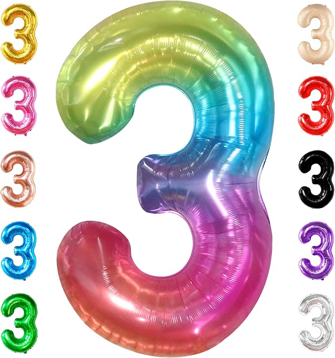 KatchOn, Giant Jelly Rainbow Number 3 Balloon by KatchOn