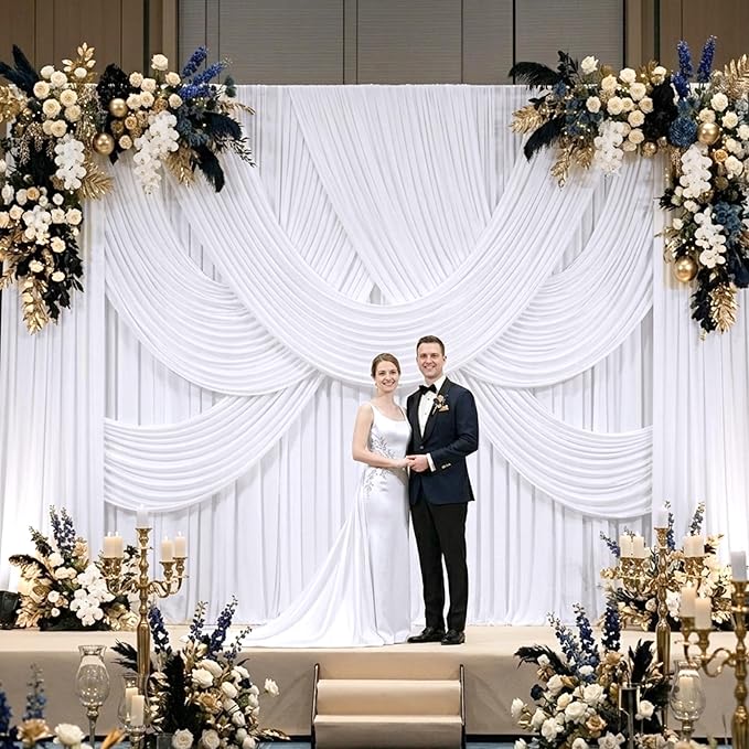 50ft×10ft Wrinkle Free White Backdrop Curtain - Image 4