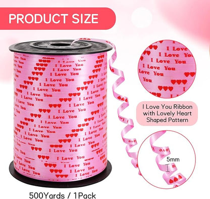 BEISHIDA Valentine Ribbon, Balloon String Printed I Love You 500 Yards - Image 2