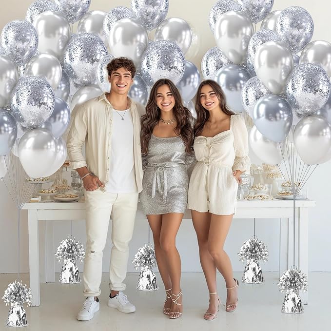 16 PCS Metallic Wrapped Balloon Weights Silver Heavy Balloon Weight - Image 7