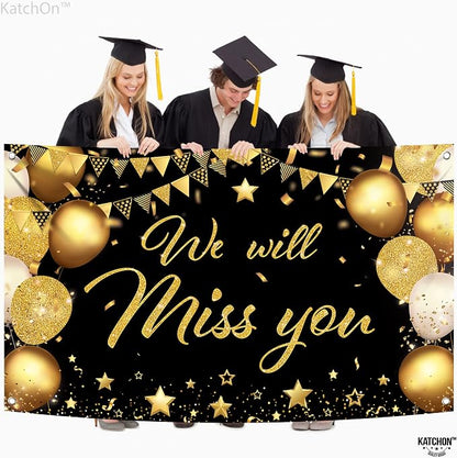 KatchOn Black and Gold We Will Miss You Banner 72x44 Inch | Graduation Backdrop - Image 5