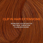 Full Shine Copper Clip in Hair Extensions Human Hair 22 Inch Copper Hair Extensions Clip ins for Women 7 Pcs 120 G