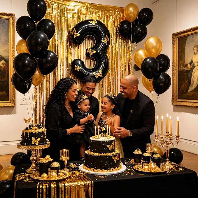 40 Inch Black Number 3 Balloon - Image 4