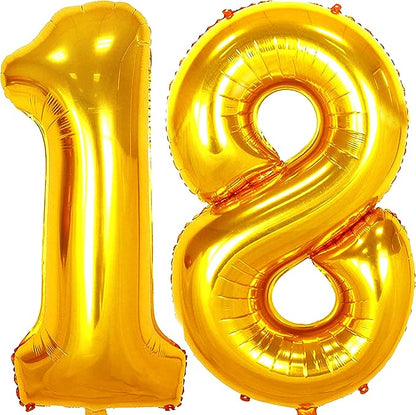 Jonhamwelbor 18 Number Balloons Gold Big Giant Jumbo Number 18 Foil Mylar by Jonhamwelbor