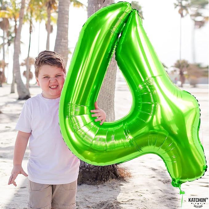 KatchOn Light Green Number 4 Balloons 40 Inch, 4 Birthday Decorations | Green 4 - Image 4
