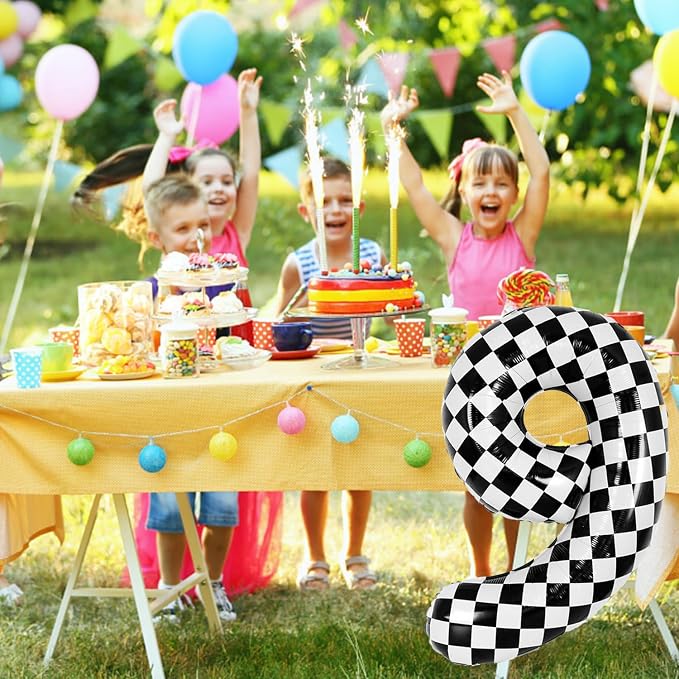 40 Inch Checkered Number Balloon - Image 4