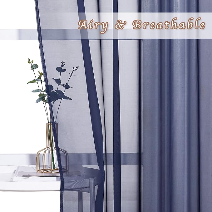 NICETOWN Dark Blue Sheer Curtains - Image 3