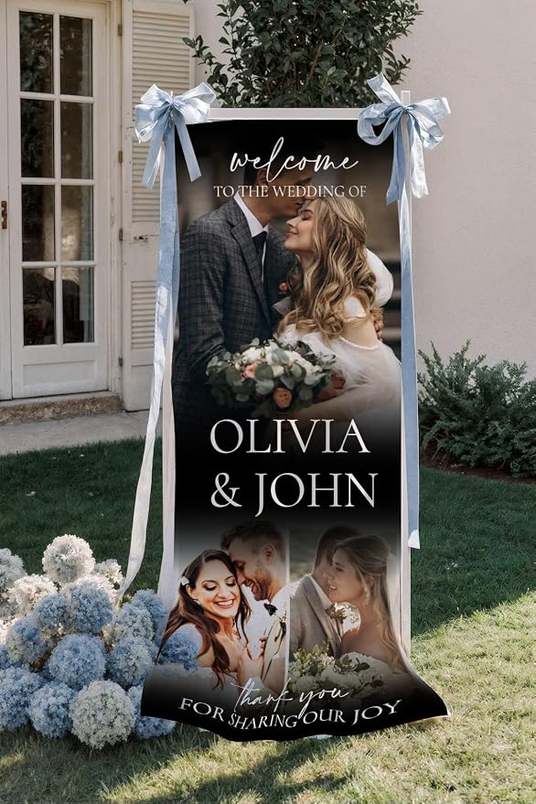 Personalized Linen Wedding Welcome Banner - Image 3