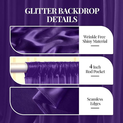 30x10ft Purple Glitter Backdrop Curtain - Image 5