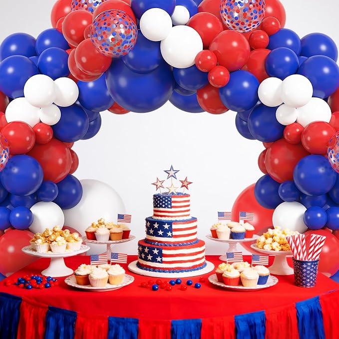 164Pcs Red White and Blue Balloons Garland Arch Kit - Image 5