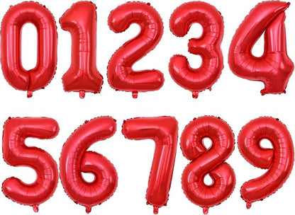 2 Set 20 Pcs Number Balloons 16 Inch Red 0-9 Number Mylar Foil Balloons Red by Unknown